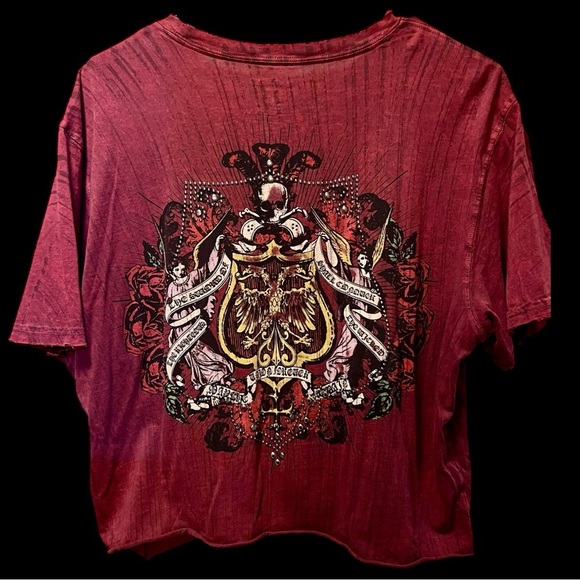 Express Red Graphic Tee with Rose and Sword Design - Picture 2 of 5